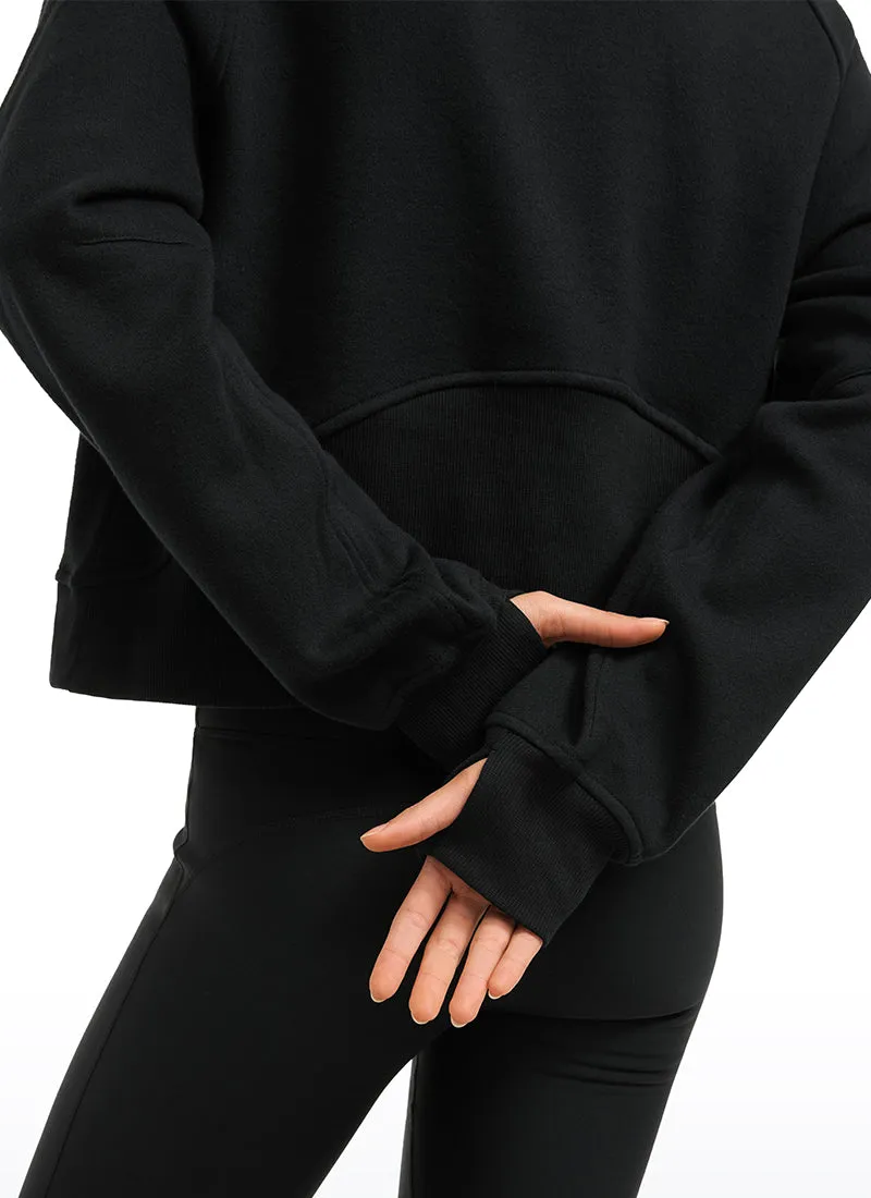 Fleece Lined Half Zip Hoodies Funnel Neck with Thumb Holes sold by CRZ Yoga product image thumbnail 4
