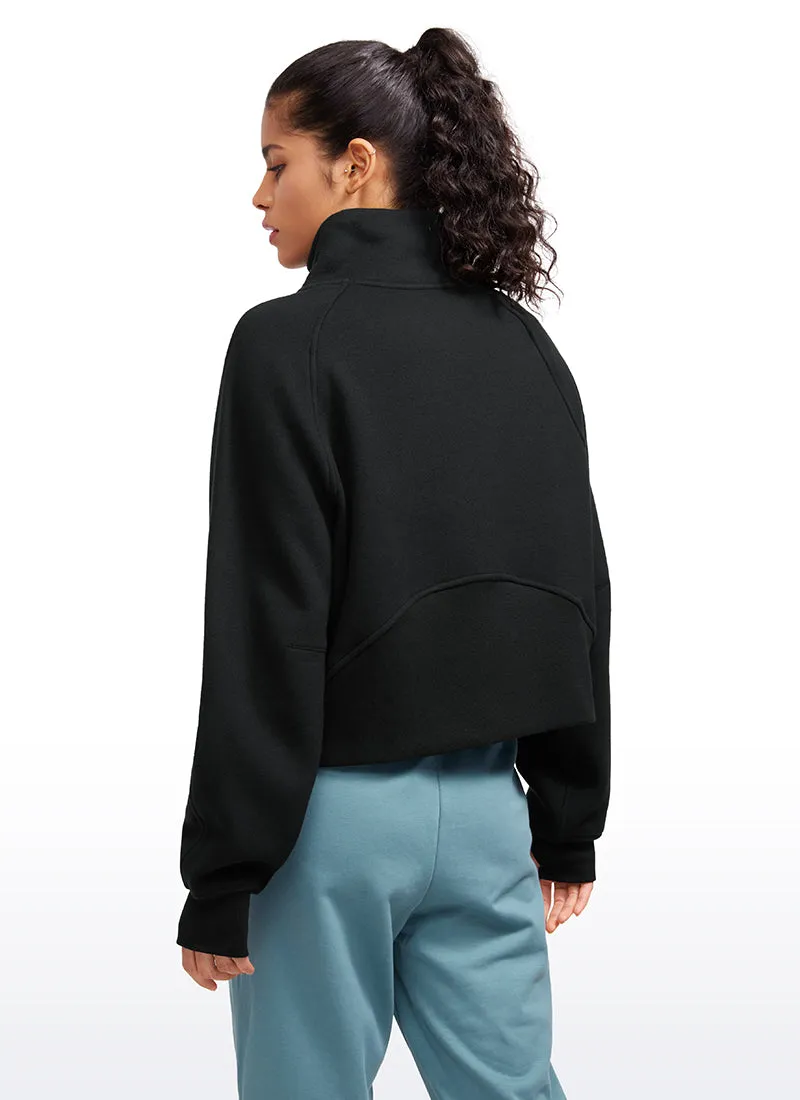 Fleece Lined Half Zip Hoodies Funnel Neck with Thumb Holes sold by CRZ Yoga product image thumbnail 2