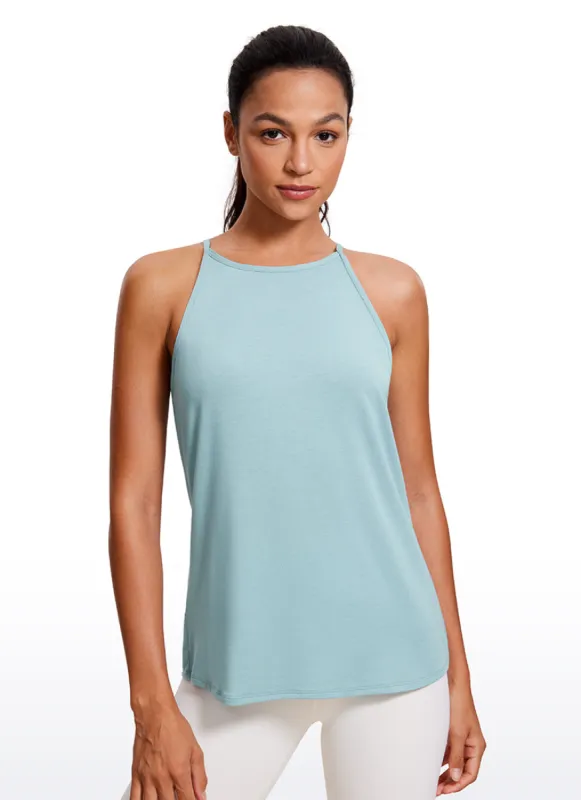 Hip Length High Neck Halter Tank sold by CRZ Yoga