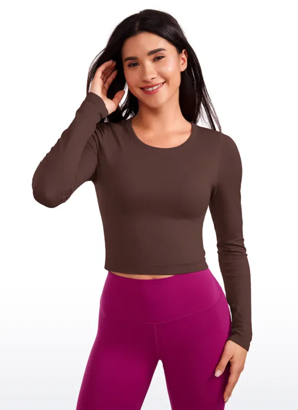 Seamless Ribbed Double Lined Cropped Long sleeves sold by CRZ Yoga