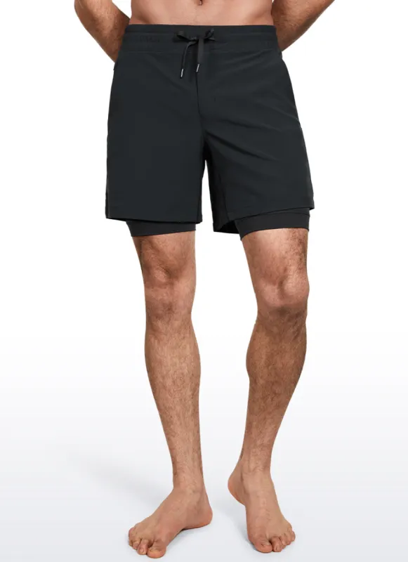 Feathery-Fit 2 in 1 Athletic Shorts 5''- with Pockets & Long Liner sold by CRZ Yoga