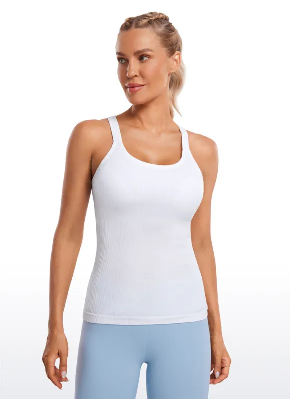 Seamless Racerback Ribbed Hip Length Tank sold by CRZ Yoga