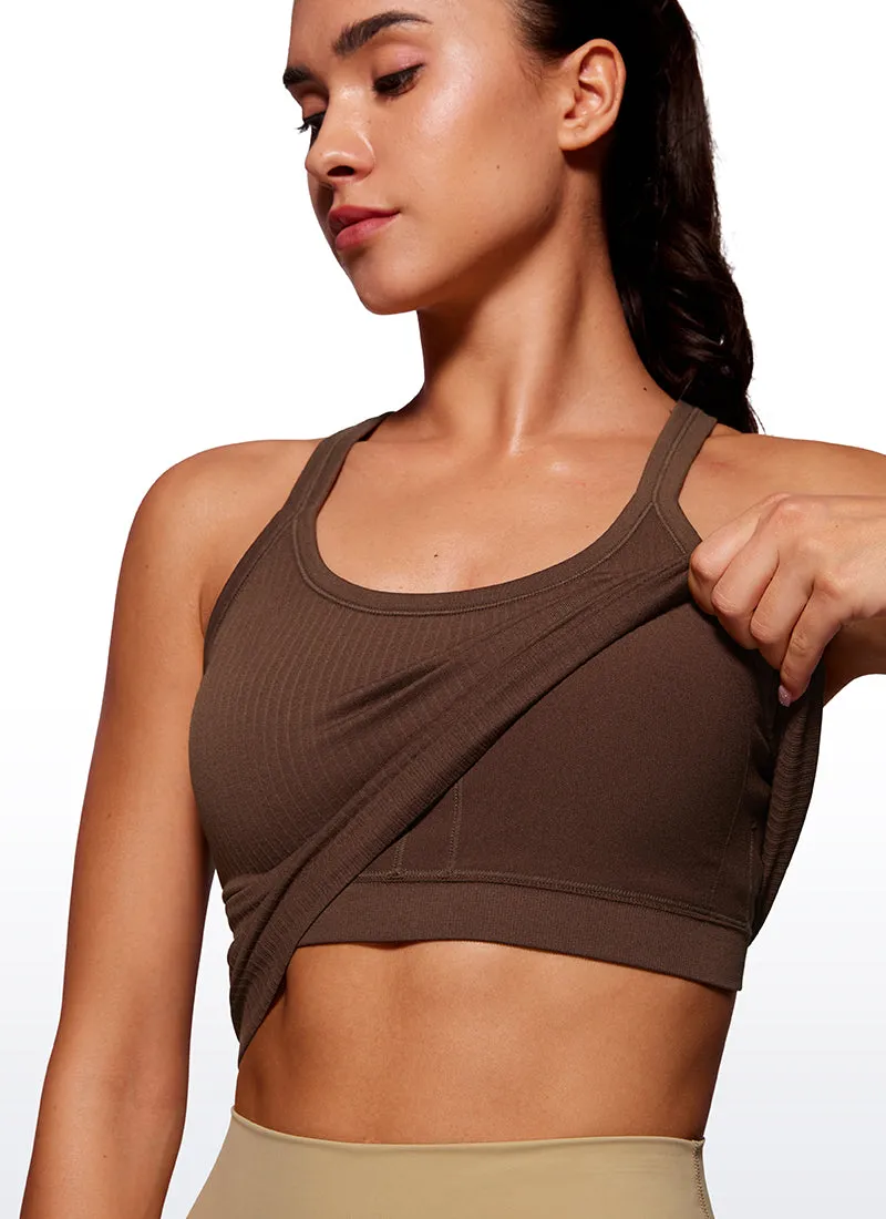 Seamless Racerback Built in Bra Ribbed Tank sold by CRZ Yoga product image thumbnail 4