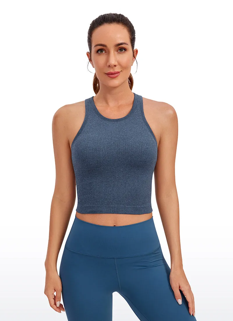 Seamless Ribbed Longline High Neck Crop Tank Racerback sold by CRZ Yoga product image thumbnail 5