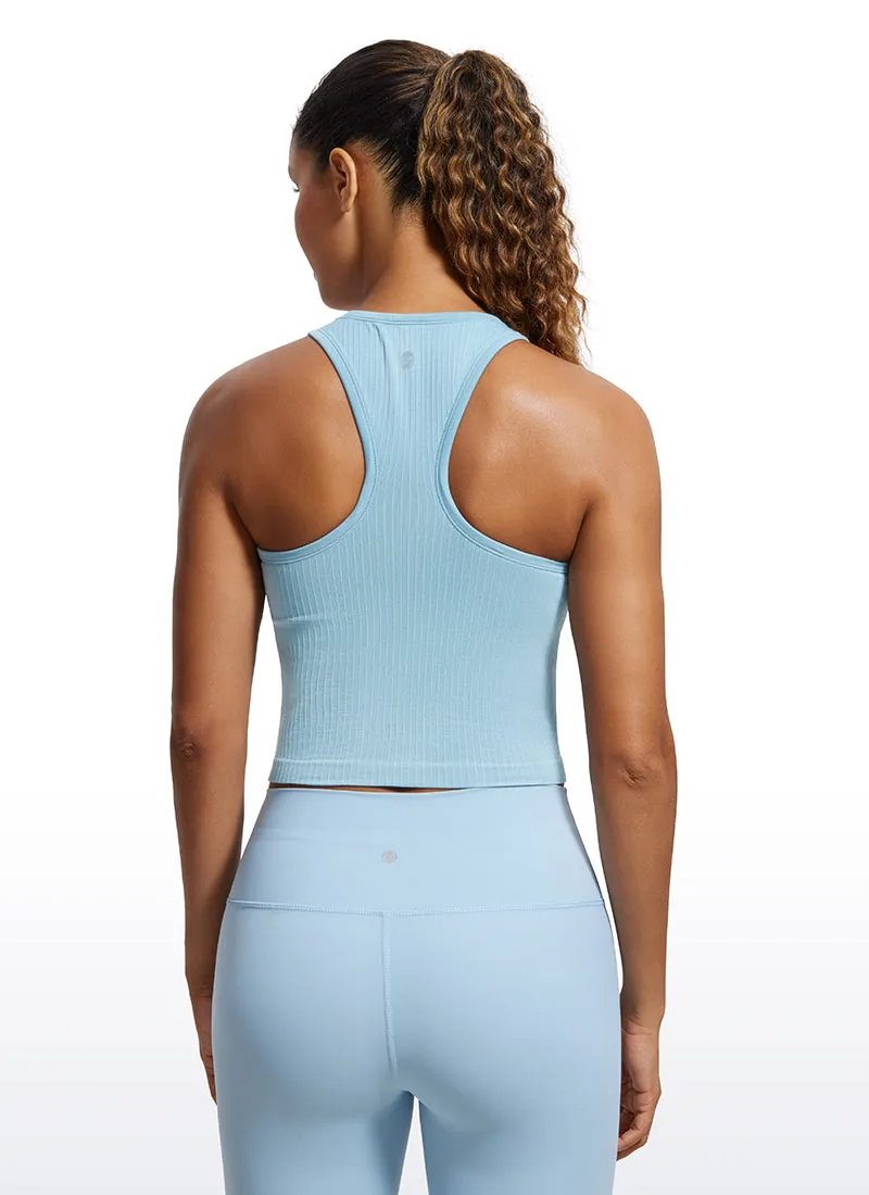 Seamless Ribbed Longline High Neck Crop Tank Racerback sold by CRZ Yoga product image thumbnail 2