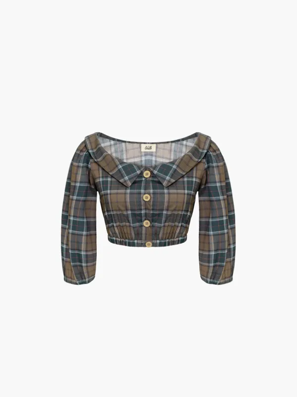 Plaid Cropped Blouse sold by Oddli
