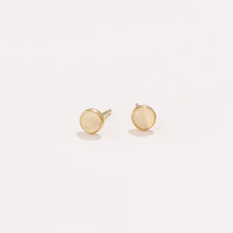 White Moonstone Studs sold by Raquel Rosalie