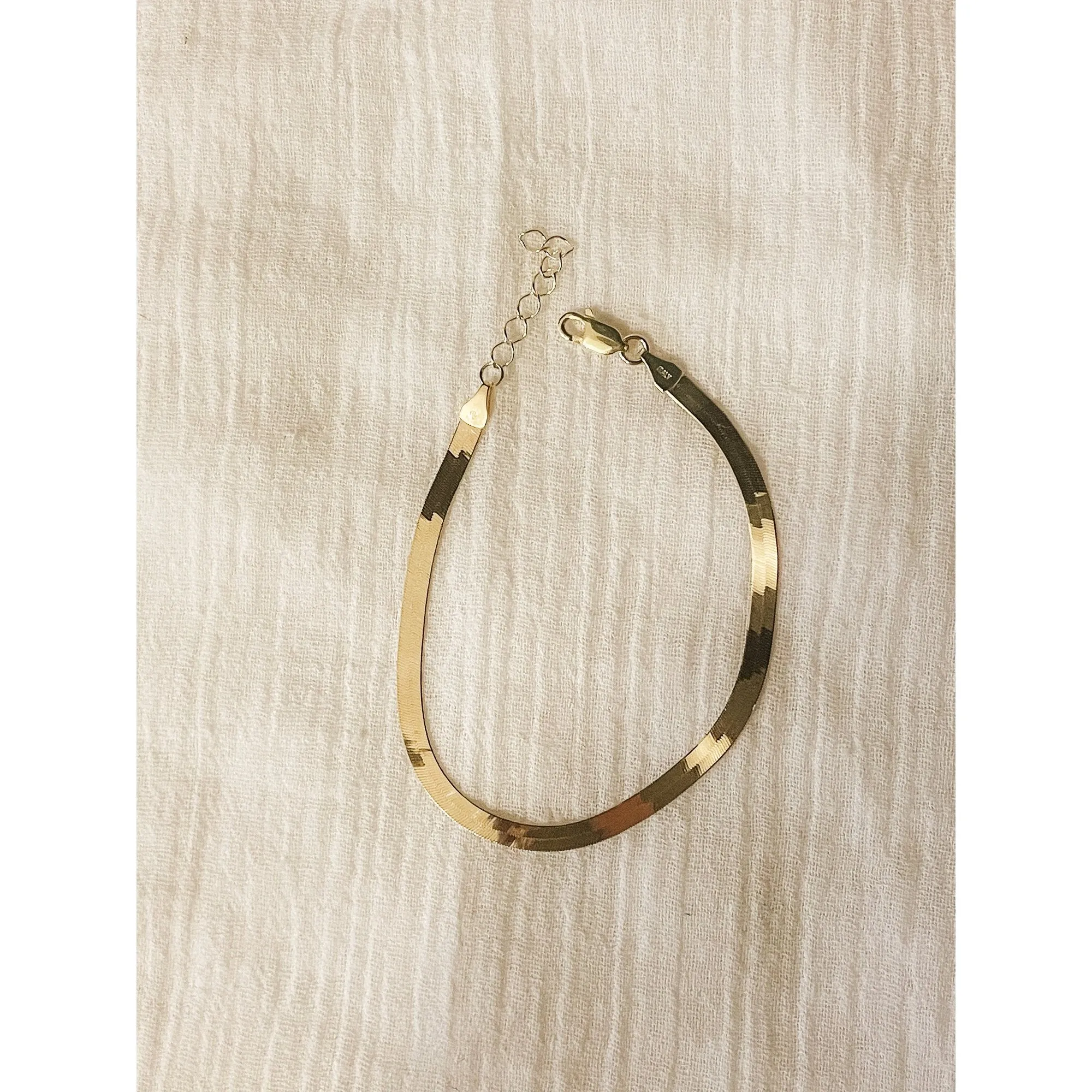 Solid Gold Herringbone Bracelet sold by Raquel Rosalie product image thumbnail 4