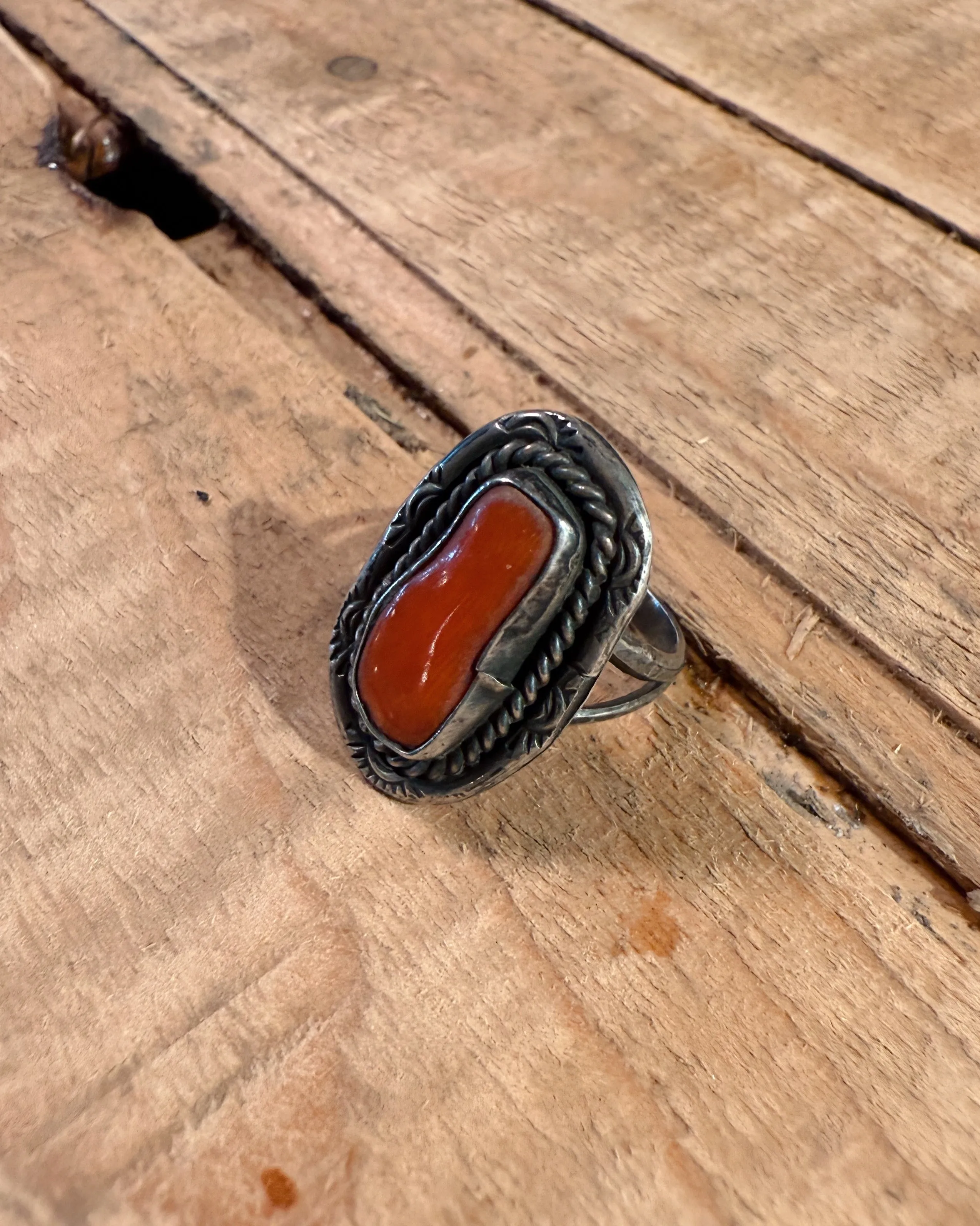 Sterling Silver Navajo Coral Ring sold by Steel City product image thumbnail 5