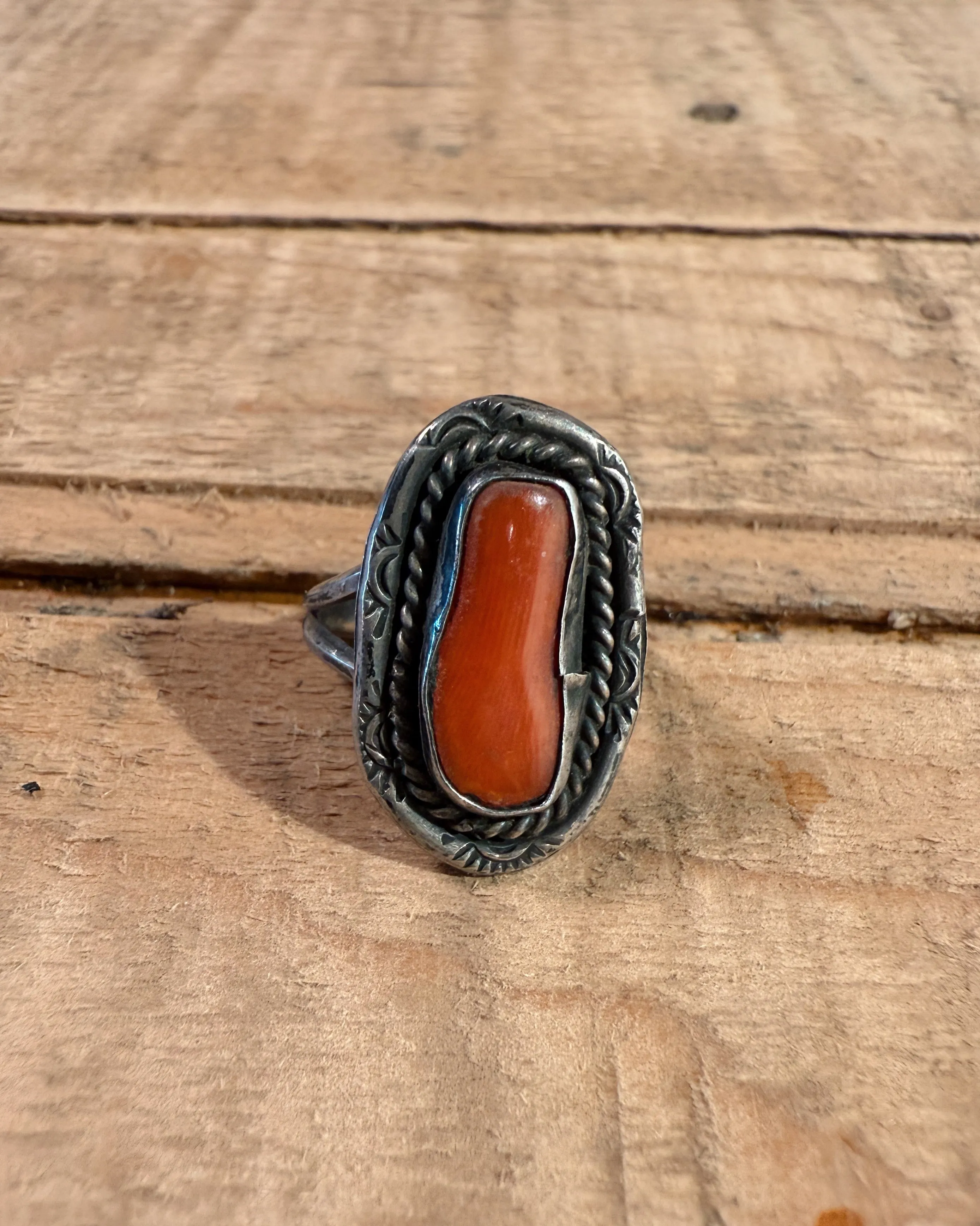 Sterling Silver Navajo Coral Ring sold by Steel City product image thumbnail 3