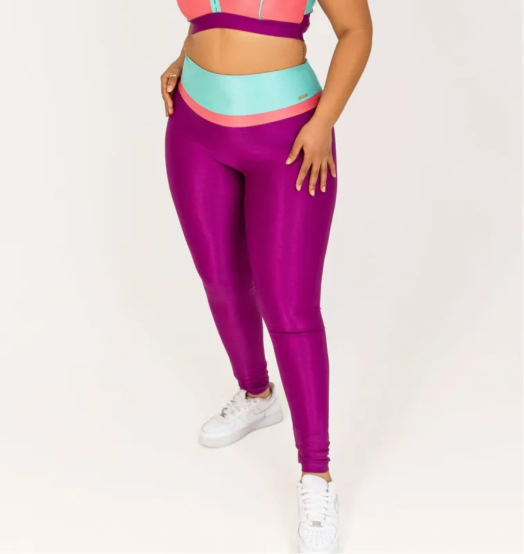 Bold Tri-Colour Leggings- Pink sold by FitEet