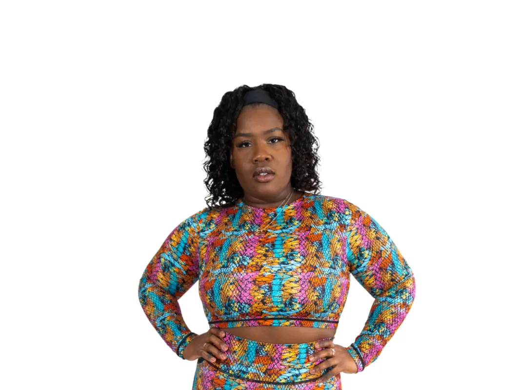 Rainbow Boa Long Sleeve Crop Top sold by FitEet