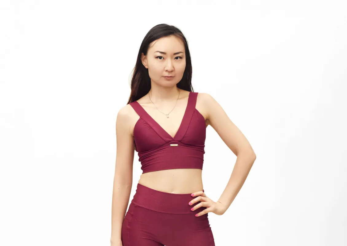Revive V- Cut Sport Top- BURGUNDY BLISS sold by FitEet
