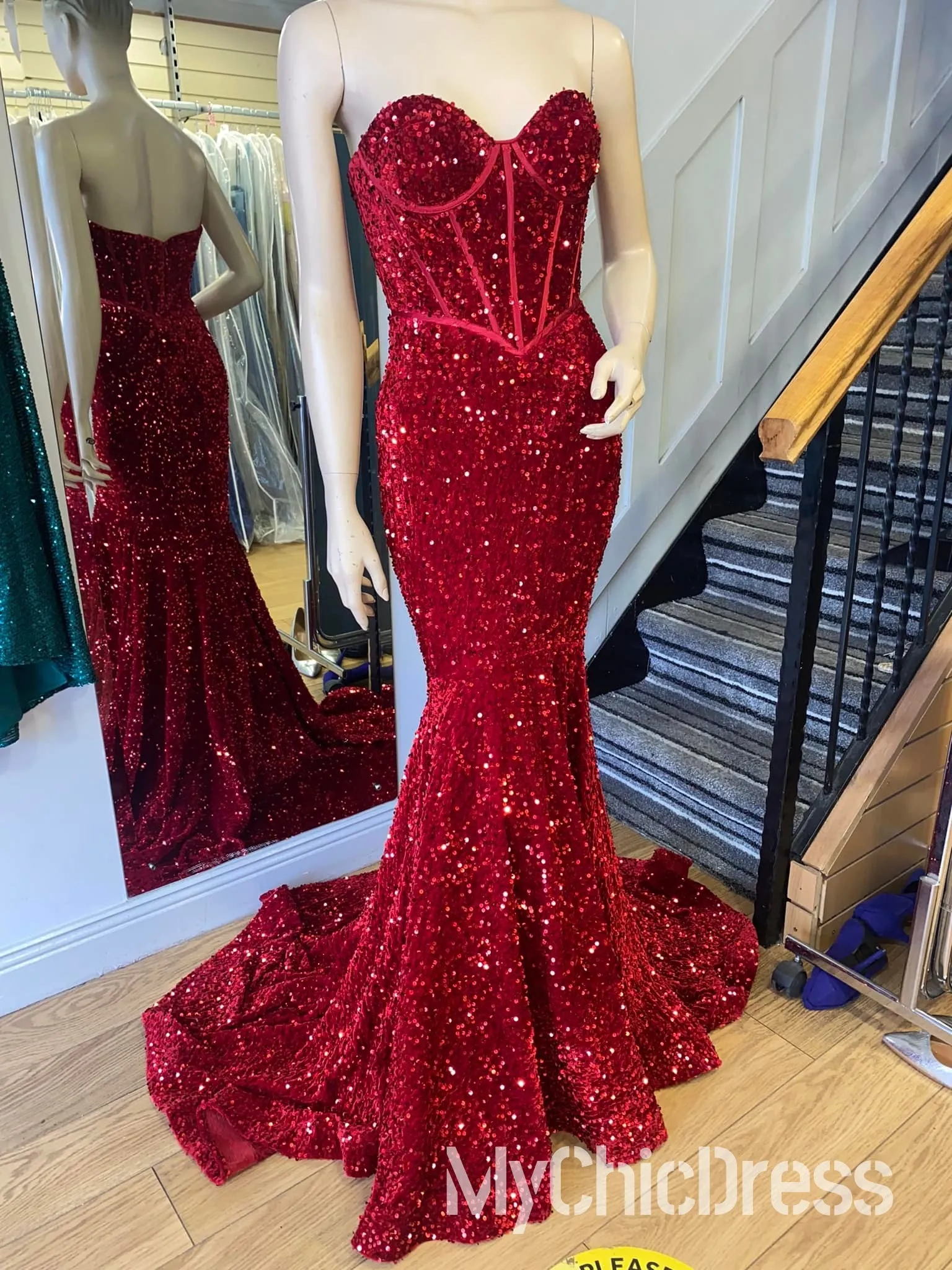 Fully Glitter Sequins Prom Dress Sweetheart Strapless Formal Gowns sold by My Chic Dress product image thumbnail 5