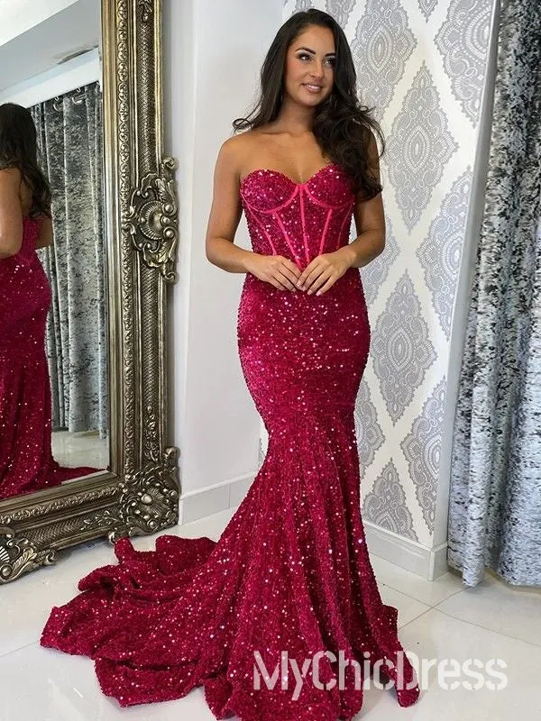 Fully Glitter Sequins Prom Dress Sweetheart Strapless Formal Gowns sold by My Chic Dress product image thumbnail 3