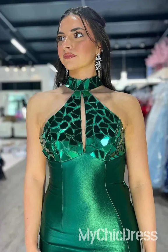 Cheap High Neck Green Mirror-Cut Prom Dress Sequins Mermaid sold by My Chic Dress product image thumbnail 3