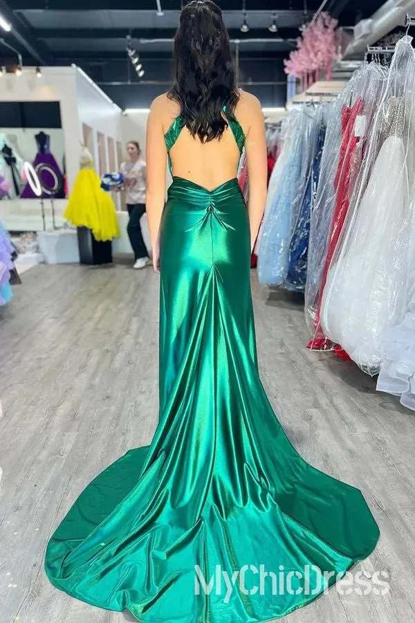 Cheap High Neck Green Mirror-Cut Prom Dress Sequins Mermaid sold by My Chic Dress product image thumbnail 2