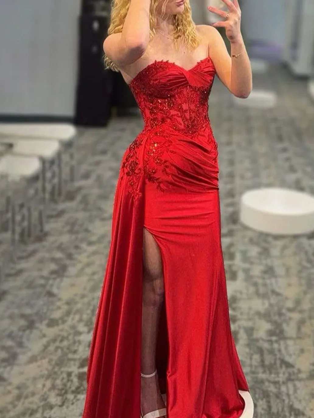 2025 Mermaid Red Prom Dresses Long Sweetheart Appliques sold by My Chic Dress product image thumbnail 2