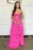 A-Line Strapless Tiered Green Formal Dress V-Neck Layered Prom Gown Chiffon sold by My Chic Dress