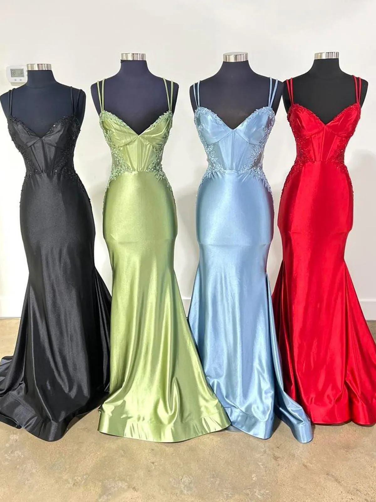 Hot Sale Lace Appliques V Neck Prom Dress Satin Double Straps sold by My Chic Dress