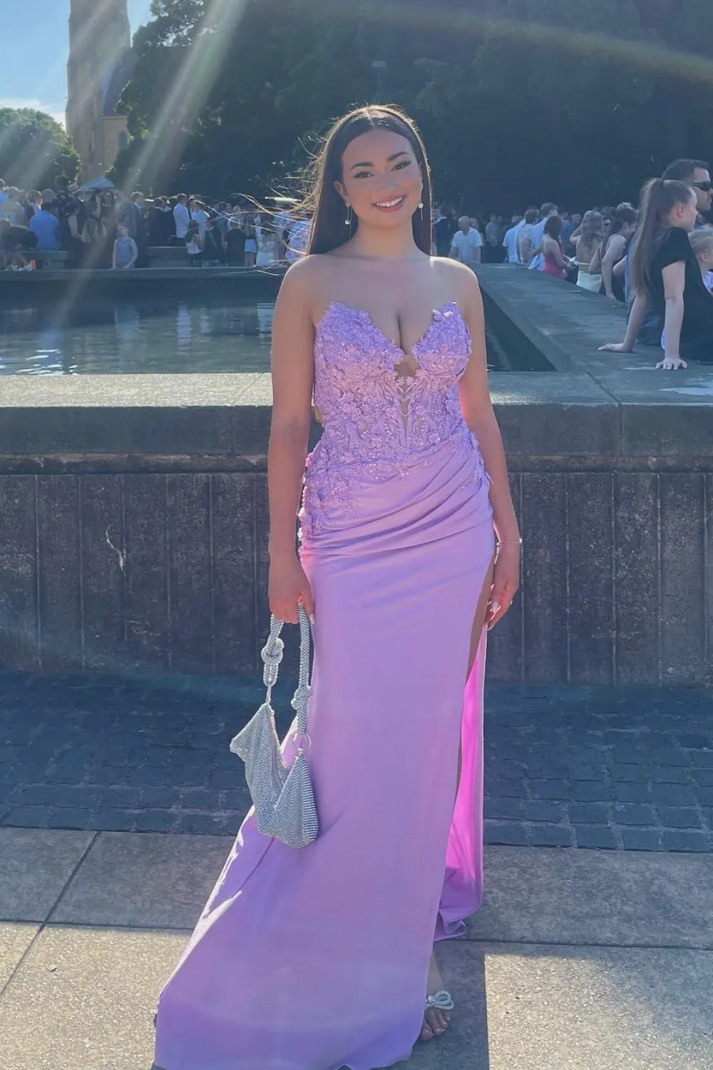 Hot Mermaid Lilac Prom Dresses V-neck Ruched Formal Dress Online sold by My Chic Dress
