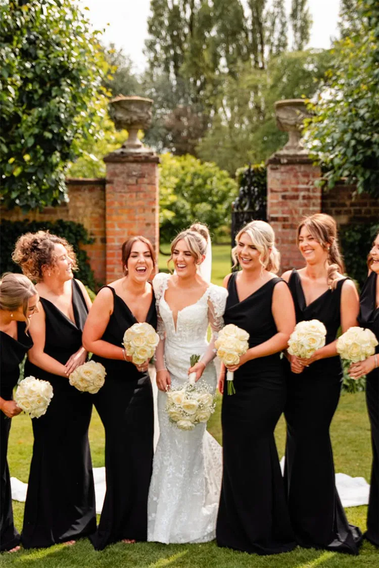 Cheap Champagne Bridesmaid Dress Mermaid with Cowl Neck sold by My Chic Dress product image thumbnail 5