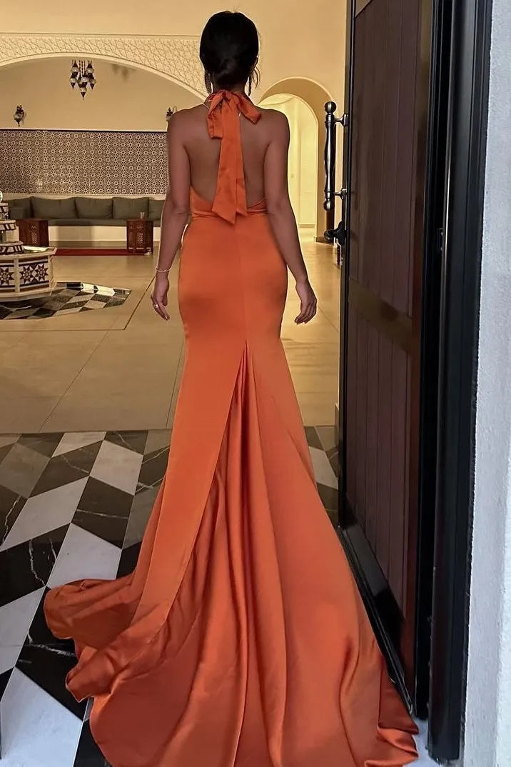 Sexy Halter Orange Formal Dresses for wedding guests sold by My Chic Dress product image thumbnail 2