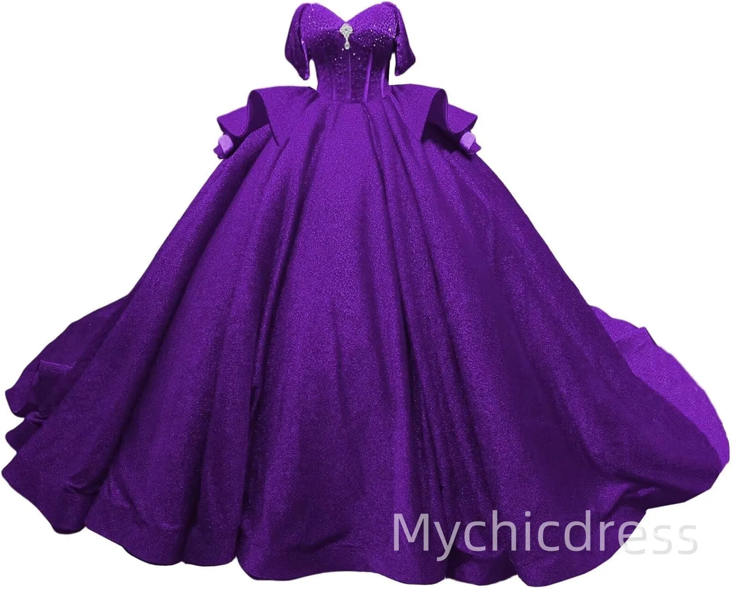 Puffy Quinceanera Dress Royal Blue Layered Sweet 16 Dresses Beaded sold by My Chic Dress product image thumbnail 4