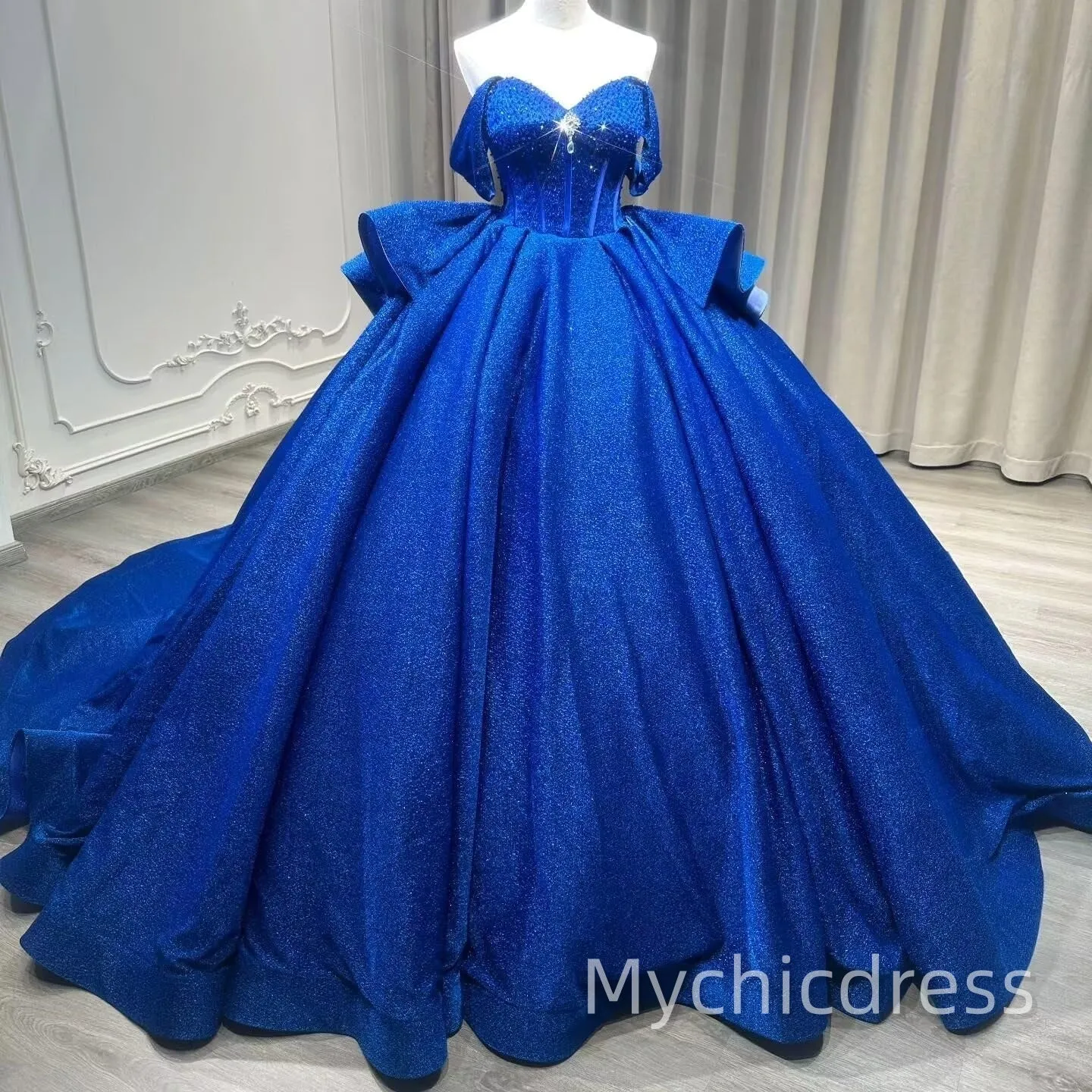 Puffy Quinceanera Dress Royal Blue Layered Sweet 16 Dresses Beaded sold by My Chic Dress