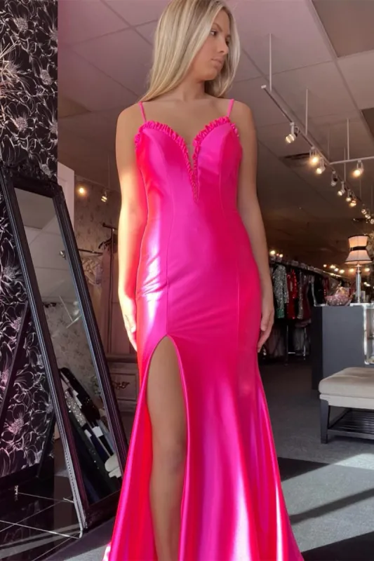 Cheap 2025 Fuchsia Prom Dress Satin Mermaid Long Formal Wears sold by My Chic Dress