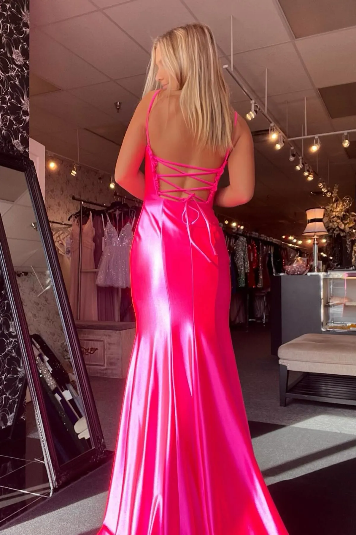Cheap 2025 Fuchsia Prom Dress Satin Mermaid Long Formal Wears sold by My Chic Dress product image thumbnail 2