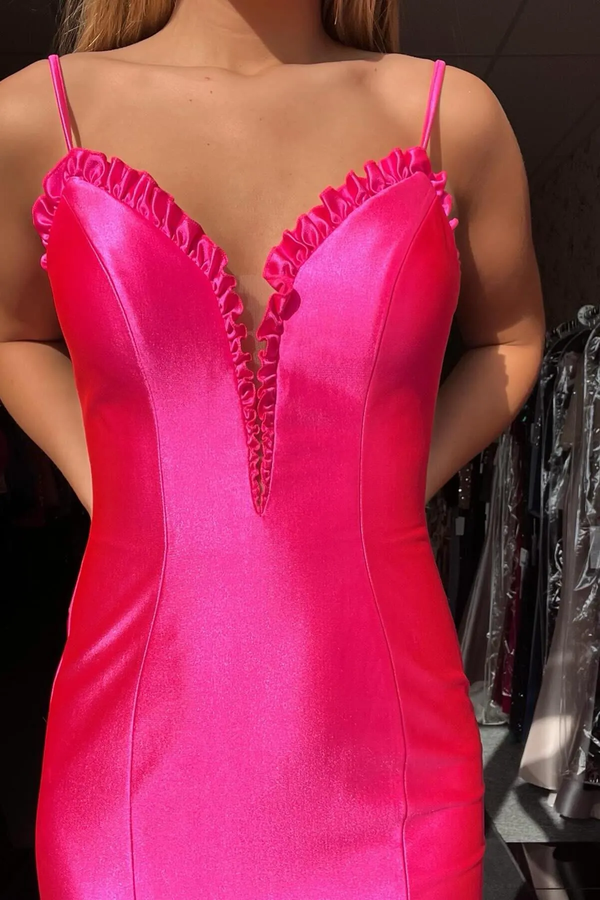 Cheap 2025 Fuchsia Prom Dress Satin Mermaid Long Formal Wears sold by My Chic Dress product image thumbnail 3