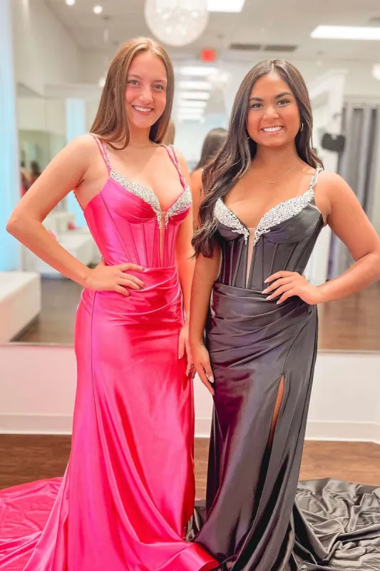 Hot Mermaid Corset Long Beaded Prom  Dress with Slit sold by My Chic Dress