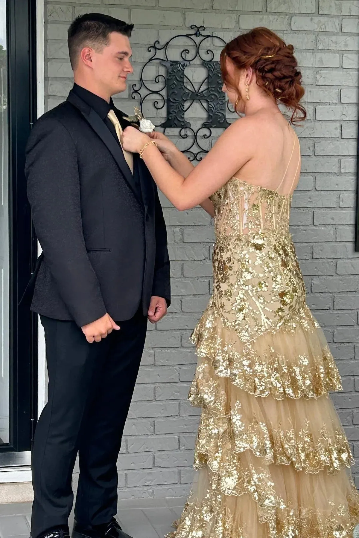 One Shoulder Sequin Silver Tiered Long Formal Dress sold by My Chic Dress product image thumbnail 3