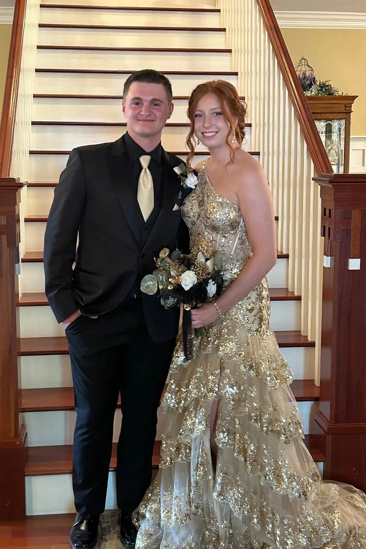 One Shoulder Sequin Silver Tiered Long Formal Dress sold by My Chic Dress product image thumbnail 4