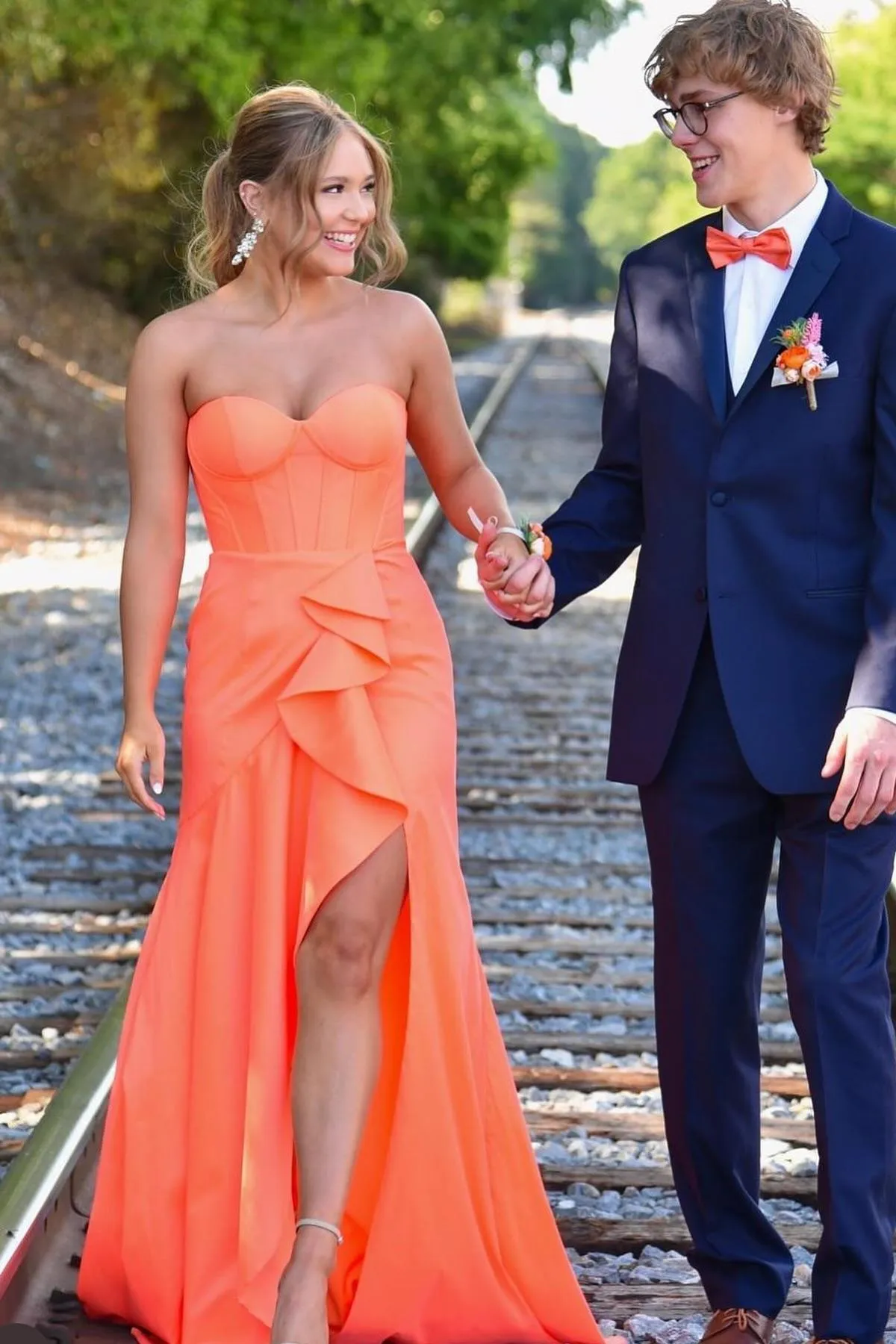 Sexy Orange Wedding Guest Dress Satin Mermaid Formal Wears sold by My Chic Dress
