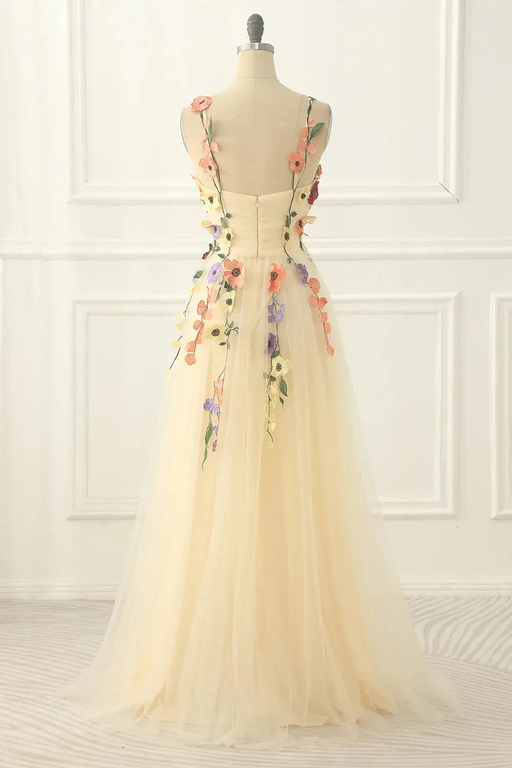 Classy Long Yellow Floral Prom Dresses Sweetheart Evening Dress sold by My Chic Dress product image thumbnail 2