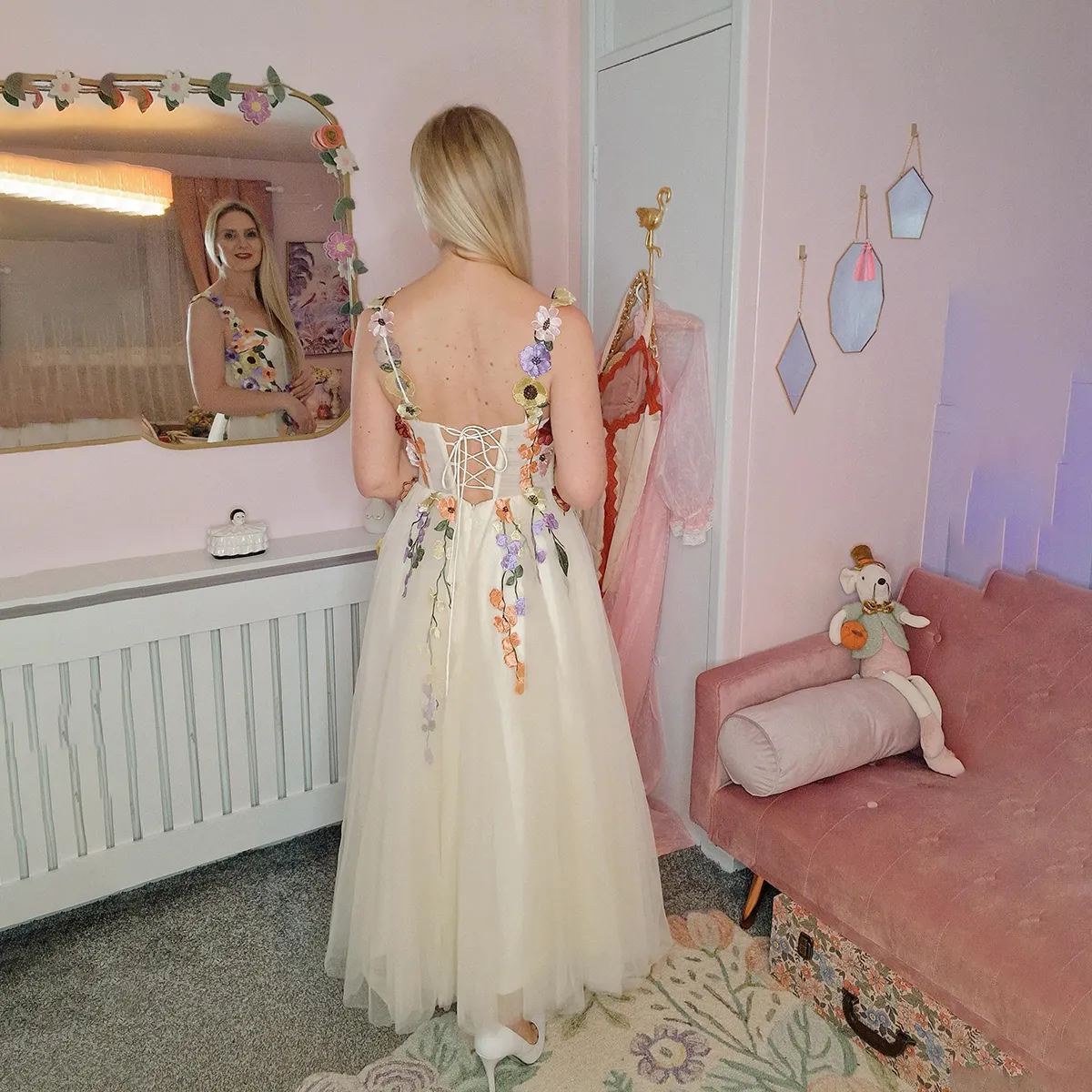 Custom Made A Line Ankle Length Floral Prom Dress 2025 Floral Embroidery sold by My Chic Dress product image thumbnail 2