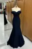 Long Off-the-shoulder Formal Dress Navy Blue Wedding Guest Dress sold by My Chic Dress