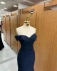 Long Off-the-shoulder Formal Dress Navy Blue Wedding Guest Dress sold by My Chic Dress