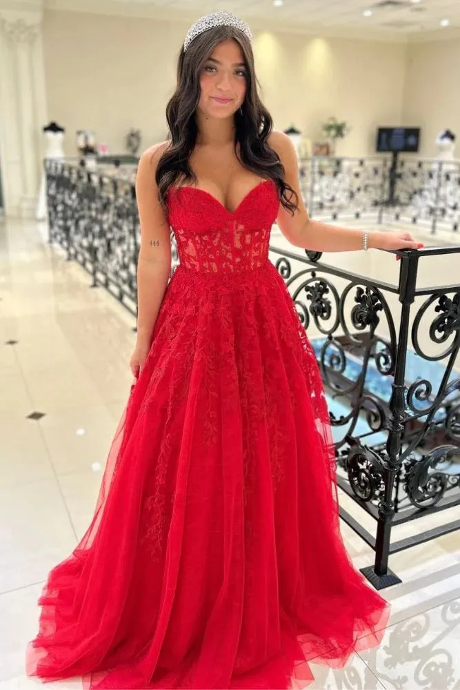 Strapless Yellow Prom Dresses Lace A-Line Formal Wear Online sold by My Chic Dress product image thumbnail 2