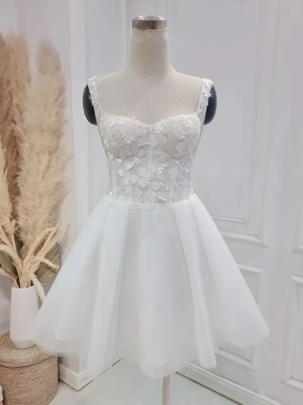 Lace A-Line Short Wedding Dress White  Sexy Sweetheart sold by My Chic Dress
