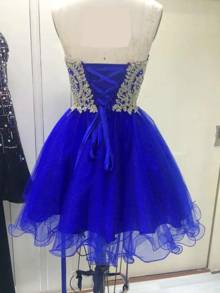 Lace Applique Short Blue Homecoming Dresses with Beaded sold by My Chic Dress product image thumbnail 2