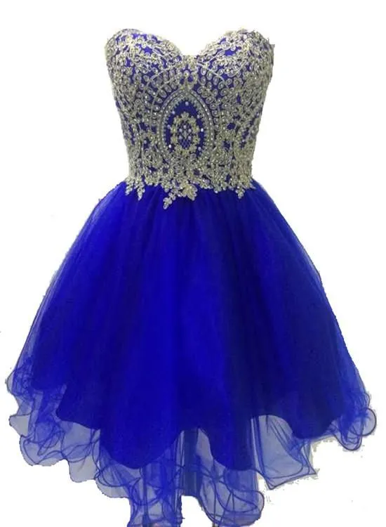 Lace Applique Short Blue Homecoming Dresses with Beaded sold by My Chic Dress