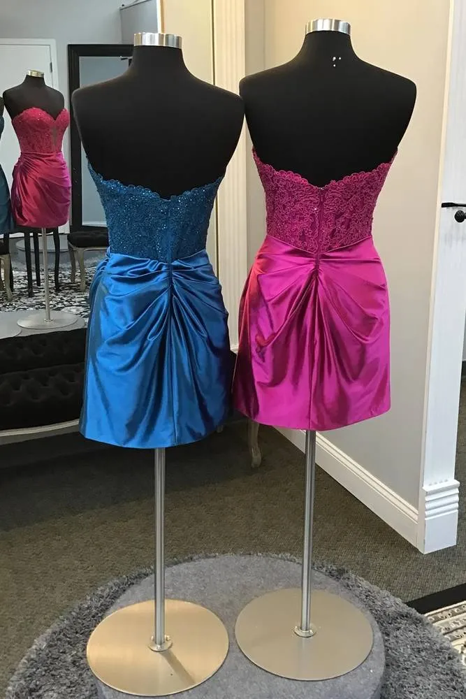 Lace Corset Short Homecoming Dress Ruched Sweetheart sold by My Chic Dress product image thumbnail 2