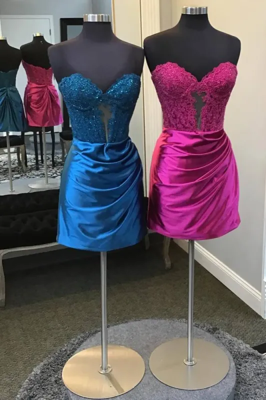 Lace Corset Short Homecoming Dress Ruched Sweetheart sold by My Chic Dress