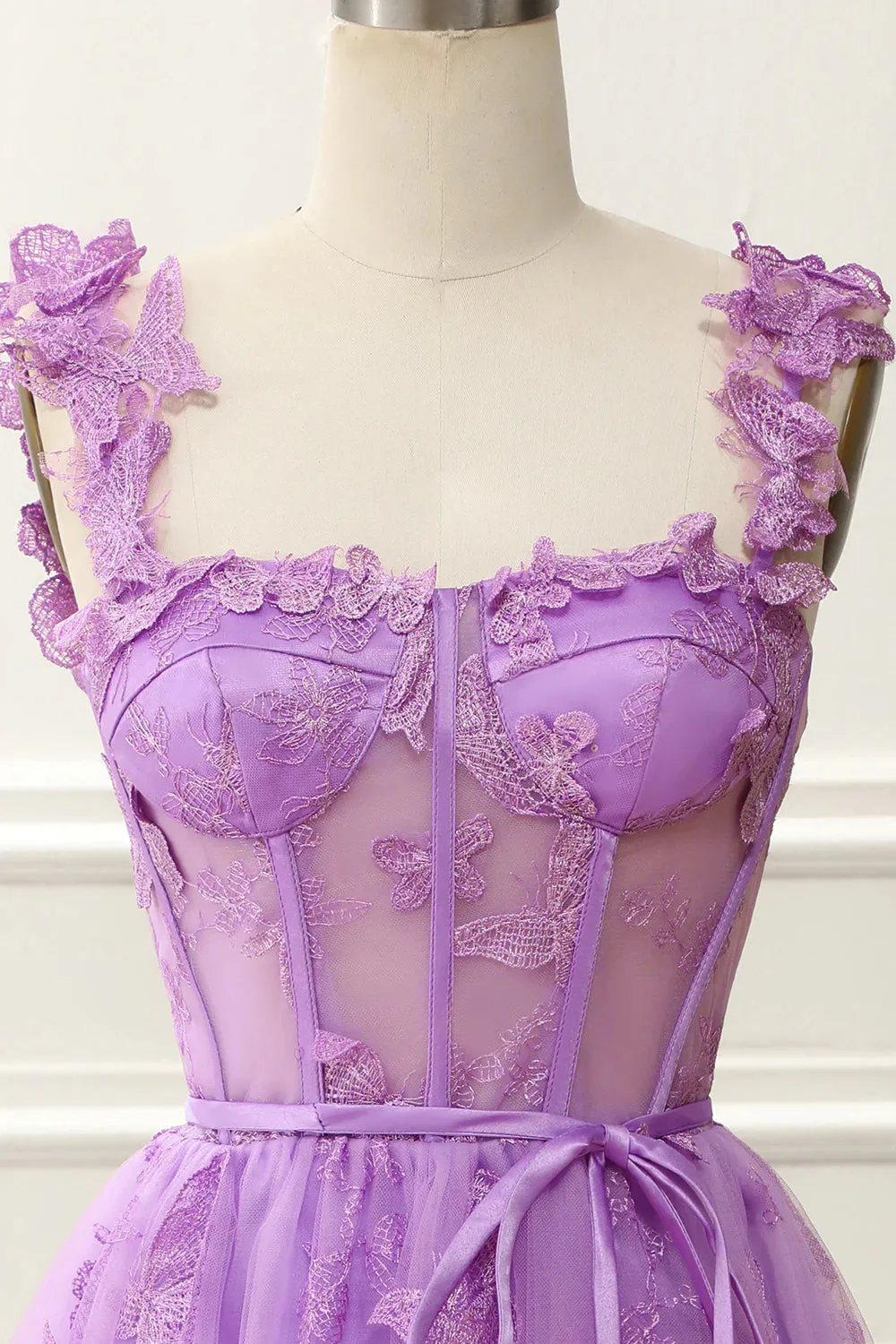 Cheap Corset A-Line Purple Homecoming Dress With Butterflies sold by My Chic Dress product image thumbnail 3