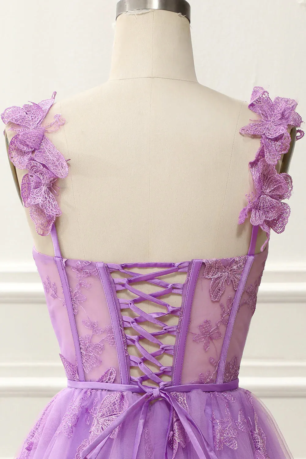 Cheap Corset A-Line Purple Homecoming Dress With Butterflies sold by My Chic Dress product image thumbnail 4
