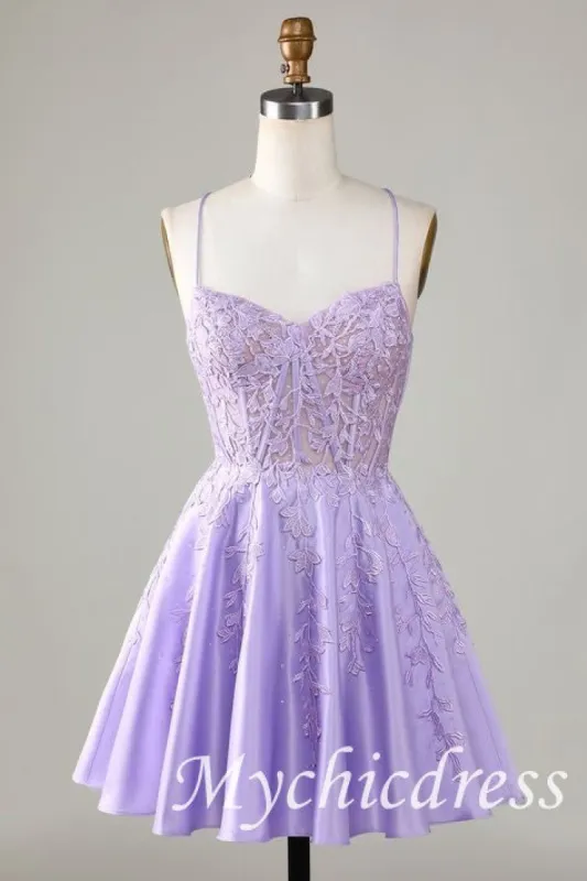 Custom Made A-Line Homecoming Dress Lilac Short Hoco Dress sold by My Chic Dress