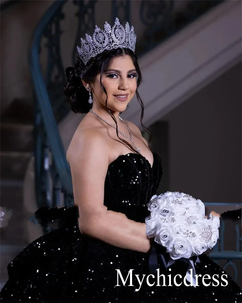 Sparkly Sequined Black Quinceanera Dresses Ball Gown Vestidos De 15 Años sold by My Chic Dress product image thumbnail 2